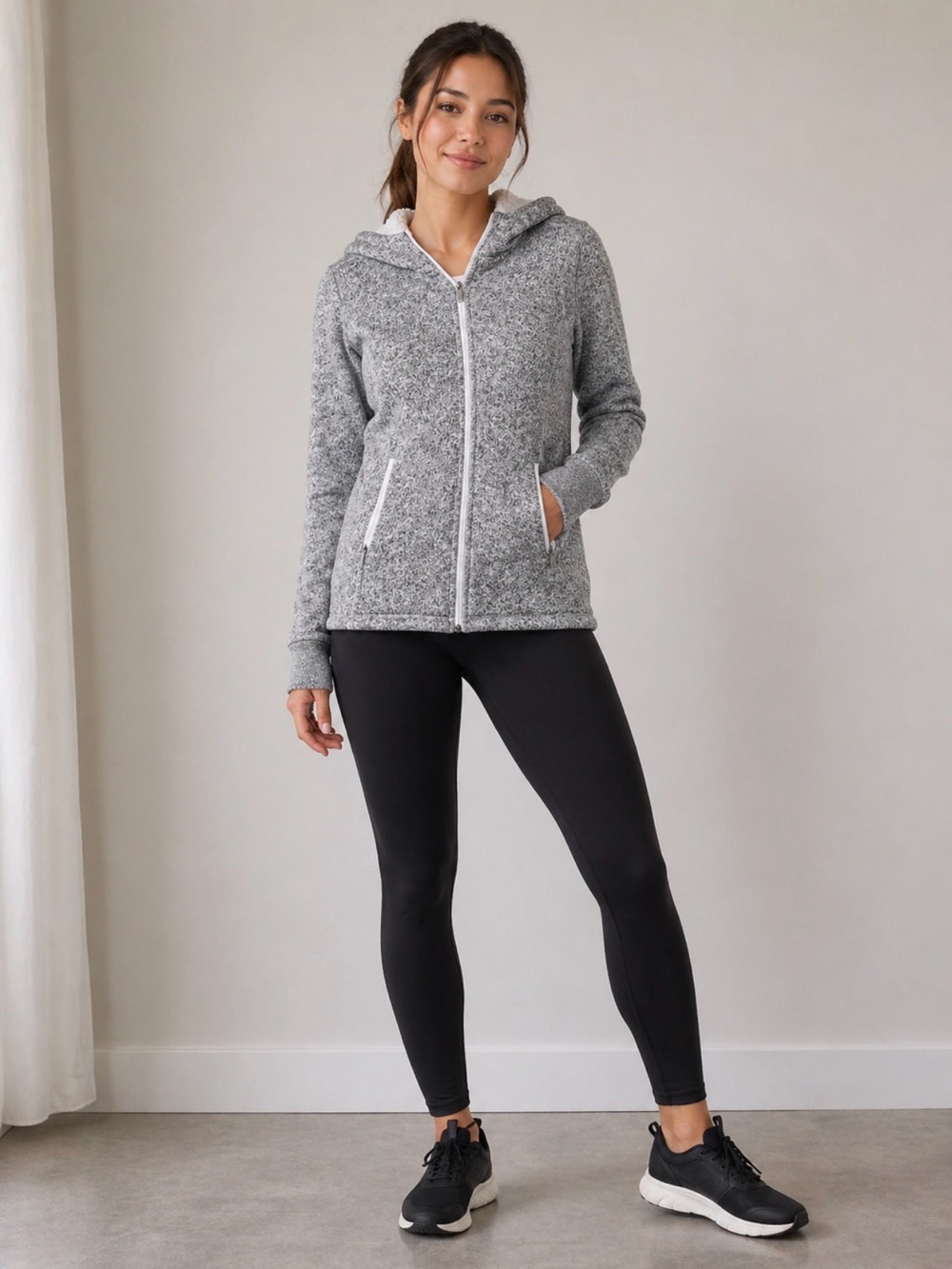 Kyodan Gray Teddy Jacket Cozy Zip-Up with Hood